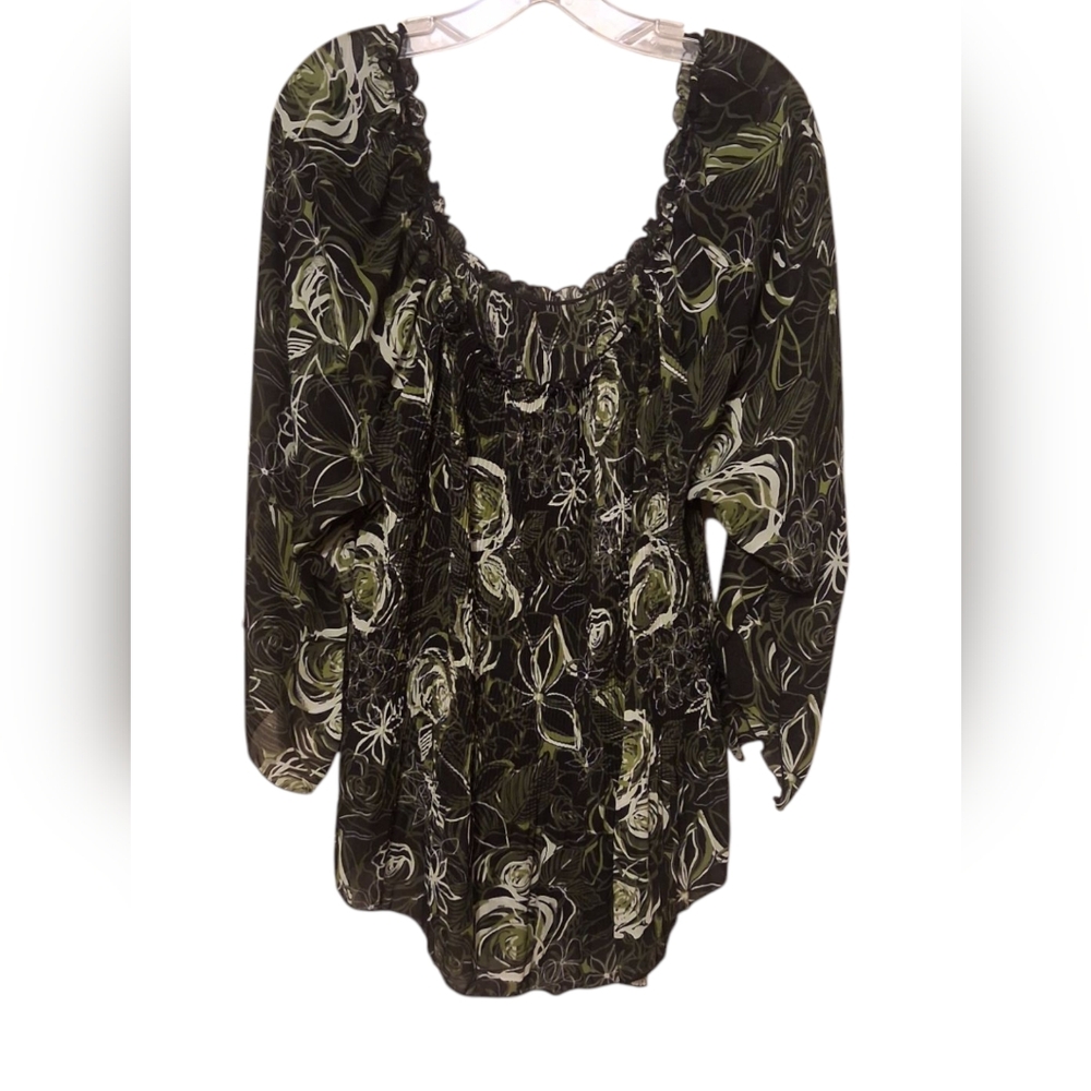 Diamond Supply Co Black and White Ruffled Bell Sleeve Blouse